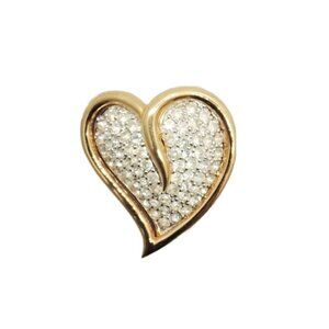 Vintage Signed Panetta Pave Clear Rhinestone Heart Brooch / Pendant